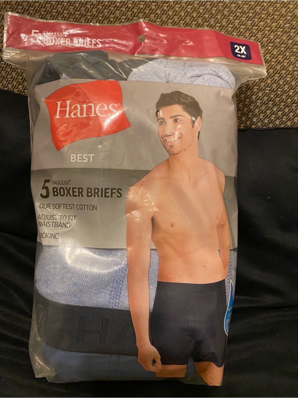 Hanes Tagless Boxer Briefs 5-Pack Cotton Boxer Briefs 2XL NWT (C1)